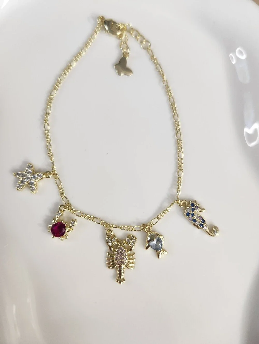 18k Gold Plated Multi Charm Bracelet
